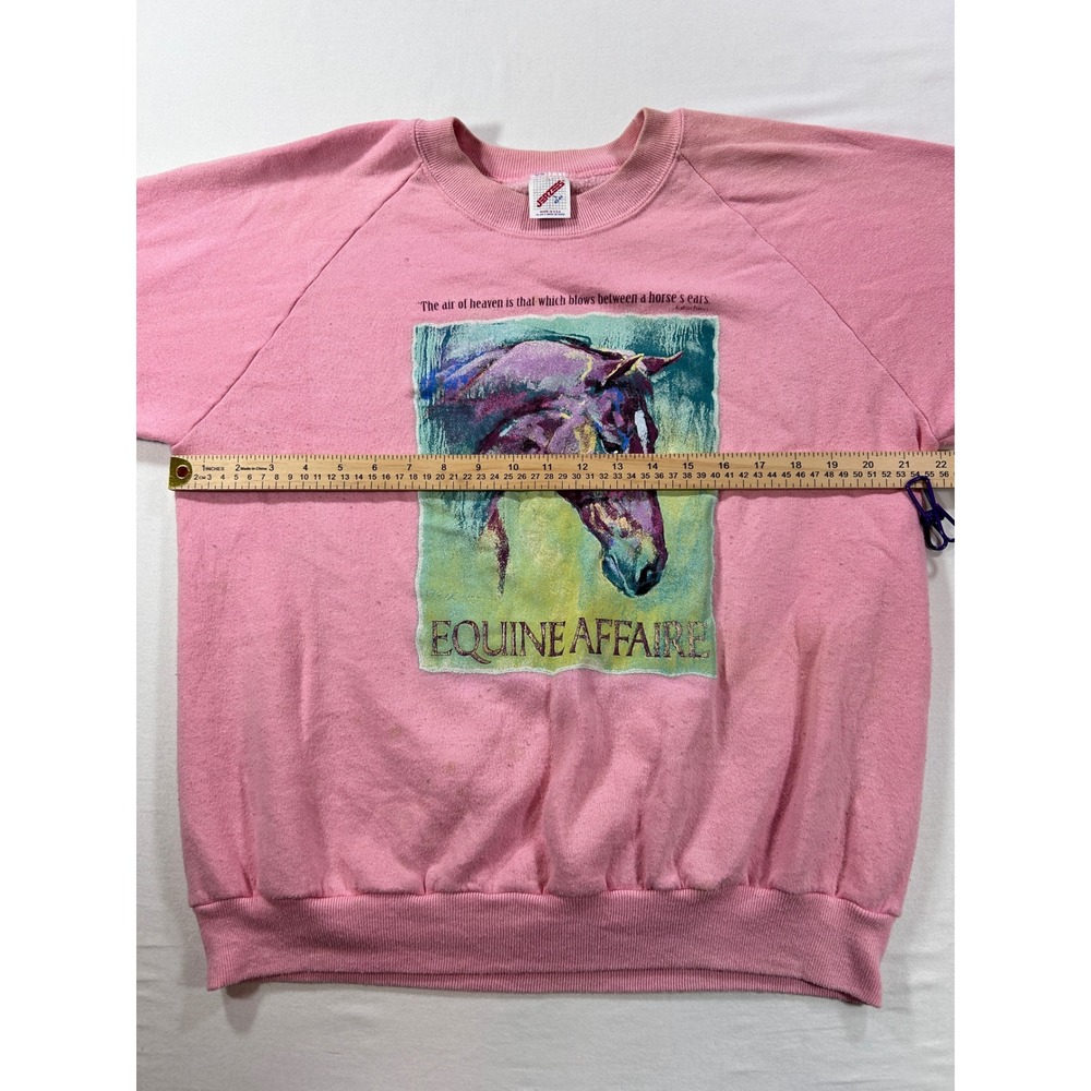 Vintage Jerzees Equine Affaire Horse Graphic Sweatshirt Pink Large Made in USA - Picture 2 of 5
